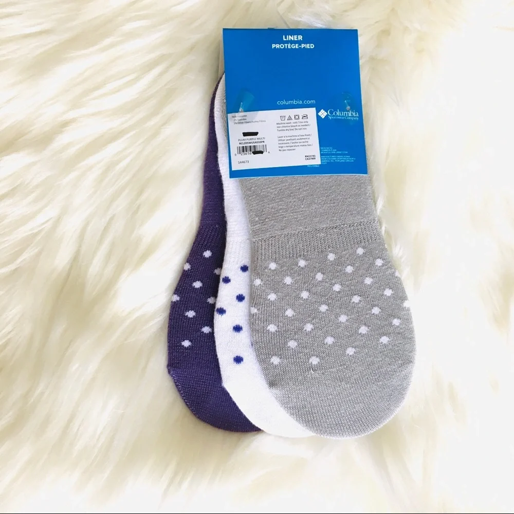 NWT Columbia Women’s 3 pk. Dottie Liner No-show Socks Polka Dot